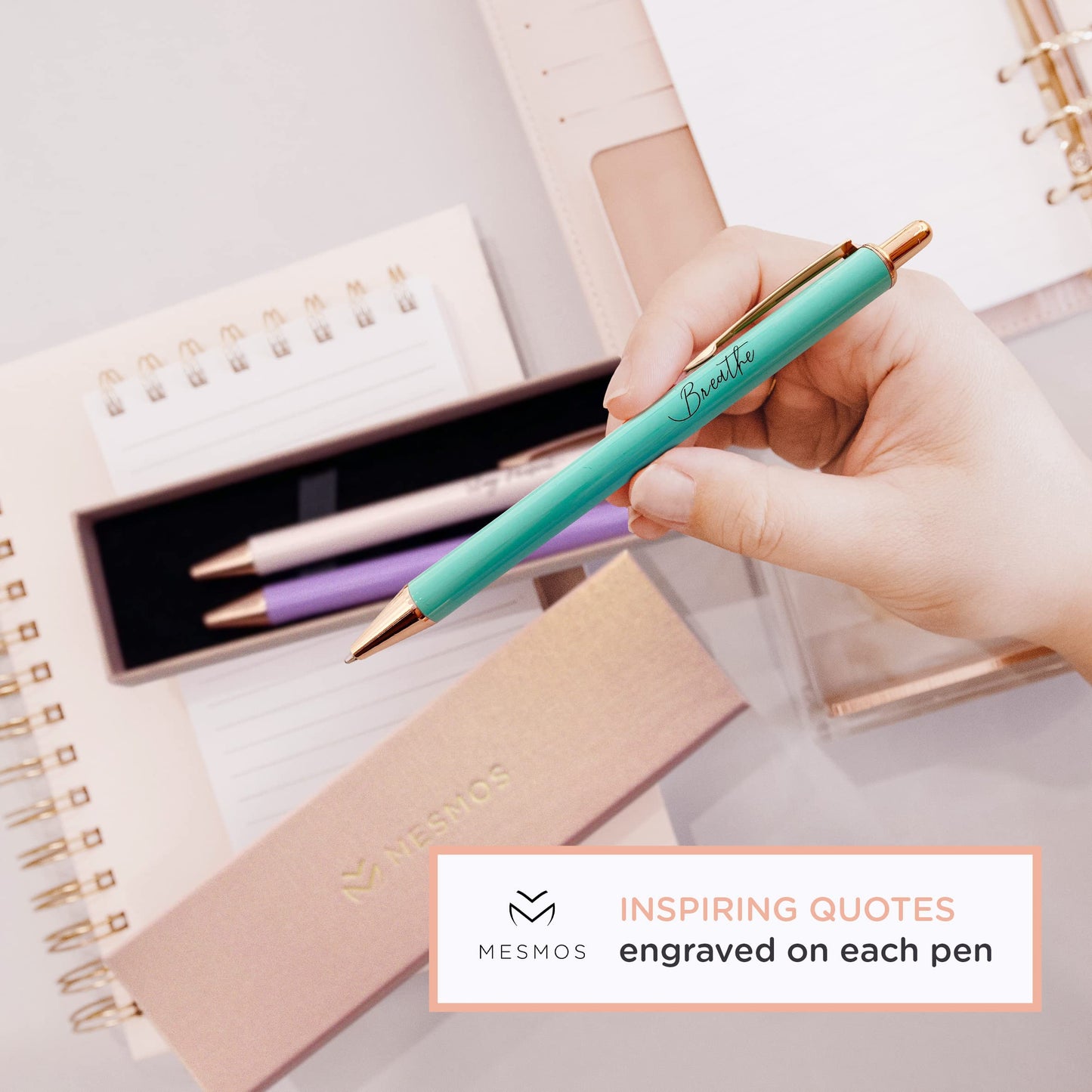 MESMOS Fancy Pen Set - Inspirational Gifts for Women, Office Motivational Writing Pens for Boss Lady, Unique Click Pens for Servers and Promotions