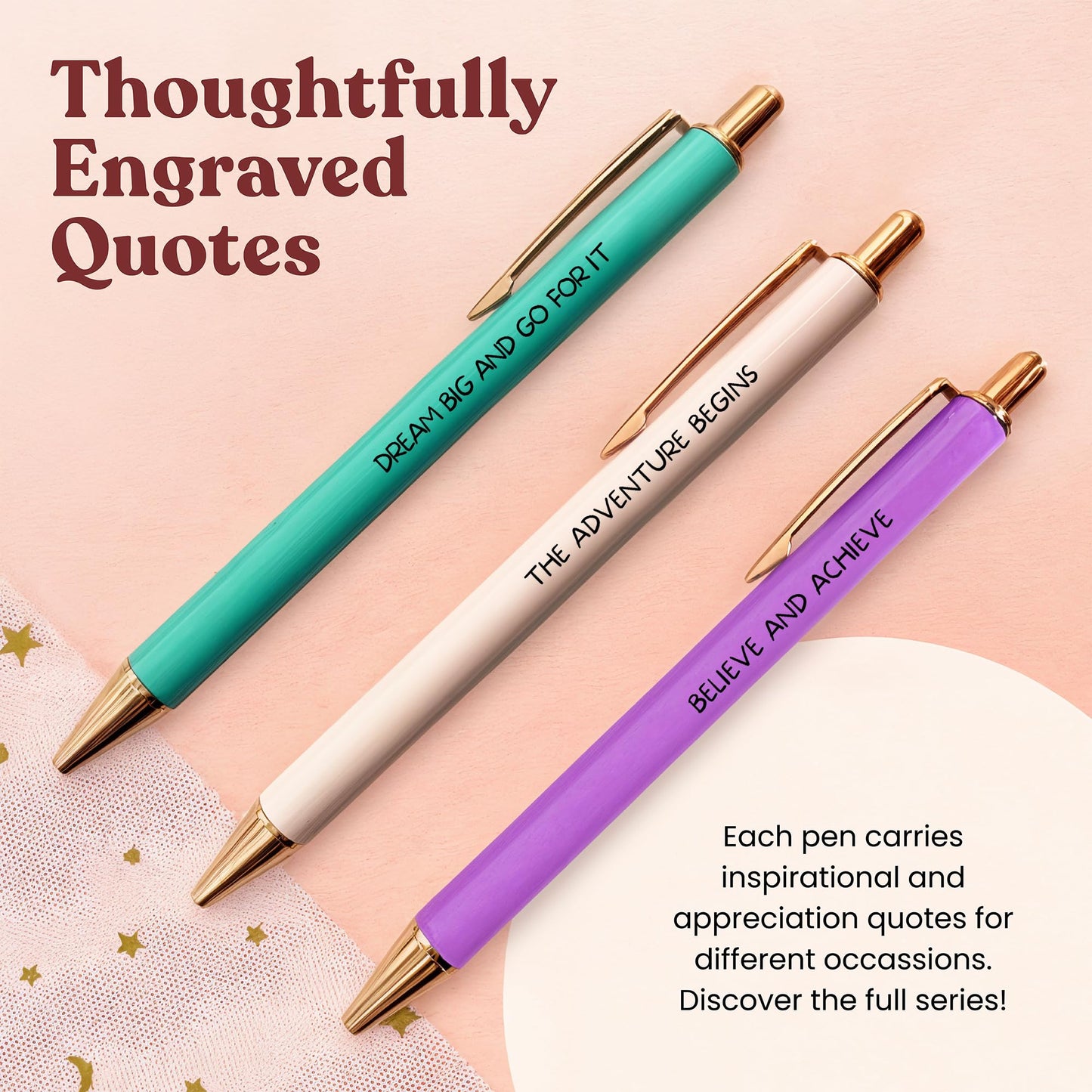 MESMOS Fancy Pen Set - Inspirational Gifts for Women, Office Motivational Writing Pens for Boss Lady, Unique Click Pens for Servers and Promotions