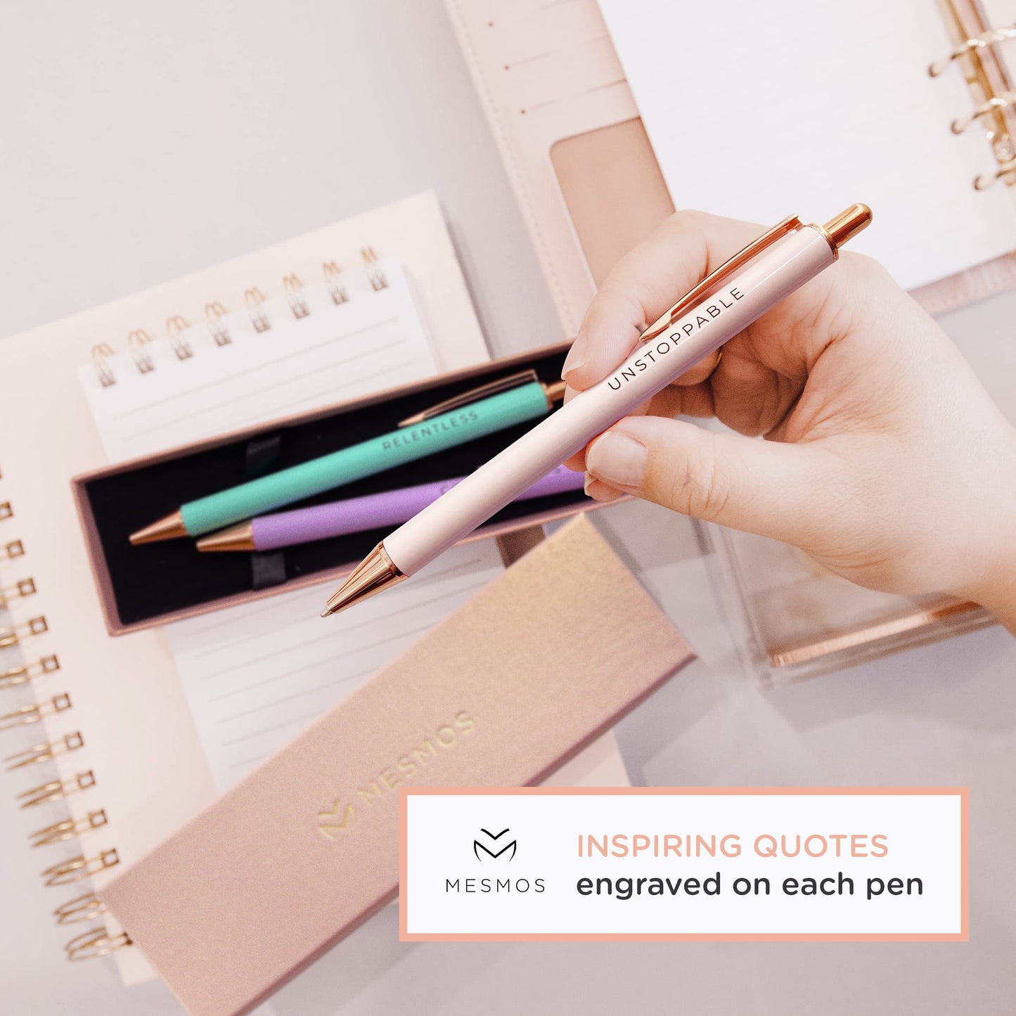 MESMOS Fancy Pen Set - Inspirational Gifts for Women, Office Motivational Writing Pens for Boss Lady, Unique Click Pens for Servers and Promotions