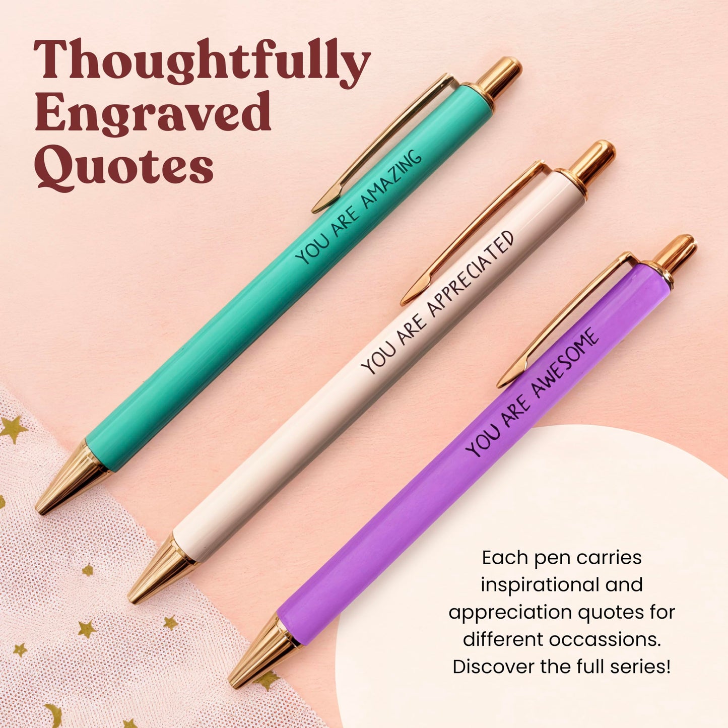 MESMOS Fancy Pen Set - Inspirational Gifts for Women, Office Motivational Writing Pens for Boss Lady, Unique Click Pens for Servers and Promotions