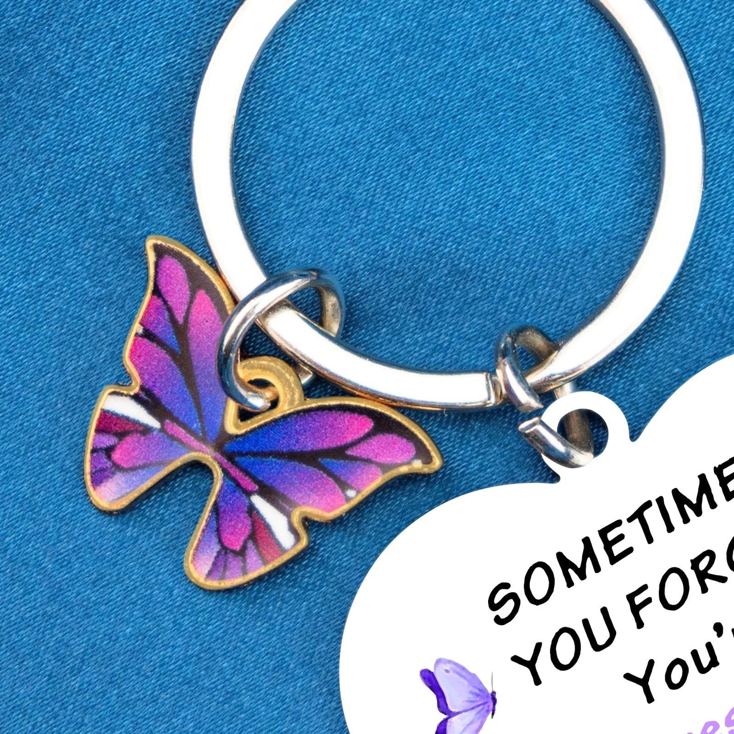 Purple Gifts for Women Birthday Inspirational Butterfly Gift for Girls Teens Adults Stocking Stuffers Motivational Encouragement Presents Sometimes You Forget You're Awesome Little Reminder Keychain