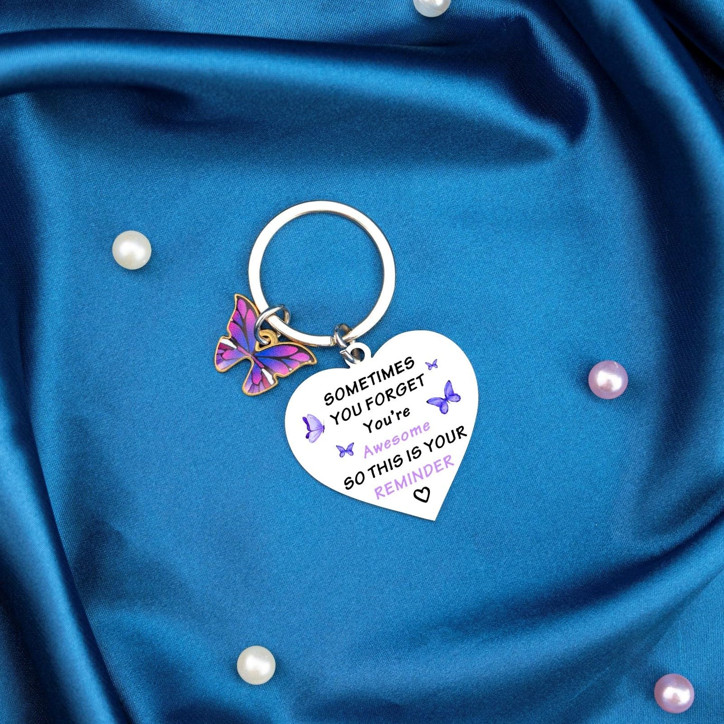 Purple Gifts for Women Birthday Inspirational Butterfly Gift for Girls Teens Adults Stocking Stuffers Motivational Encouragement Presents Sometimes You Forget You're Awesome Little Reminder Keychain