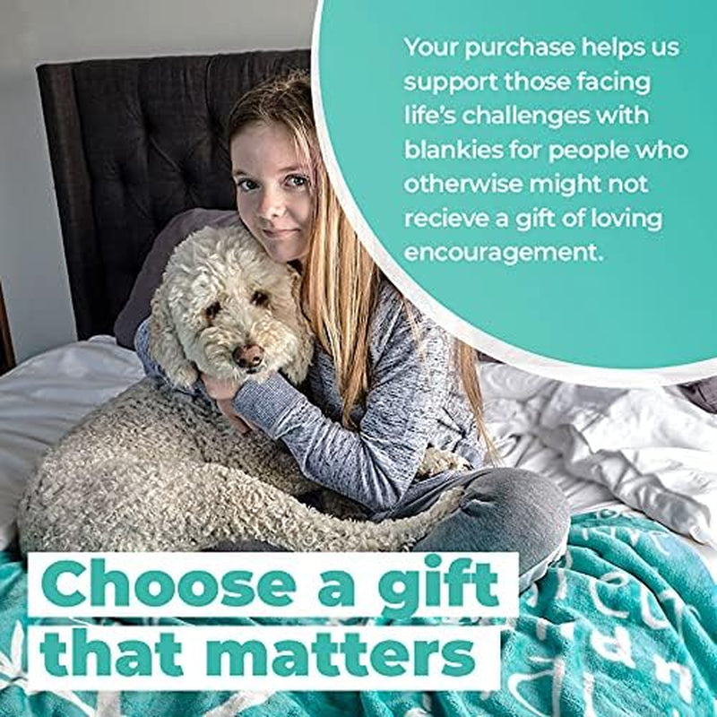 Blankiegram “Hugs” Plush Throw Blanket- Inspired Gift Ideas for the Entire Family, Comfort Gifts, Teal