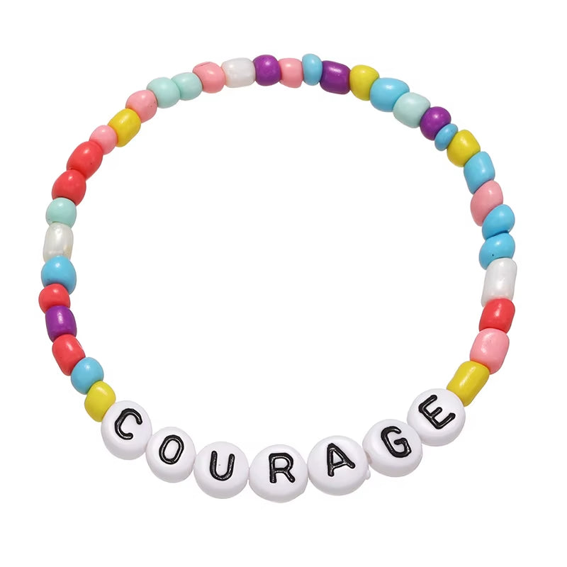 2023 New Cute Children Letter Beaded Bracelet Colorful Letters Positive Energy English Words Candy Color Charm Bracelet DIY Gift