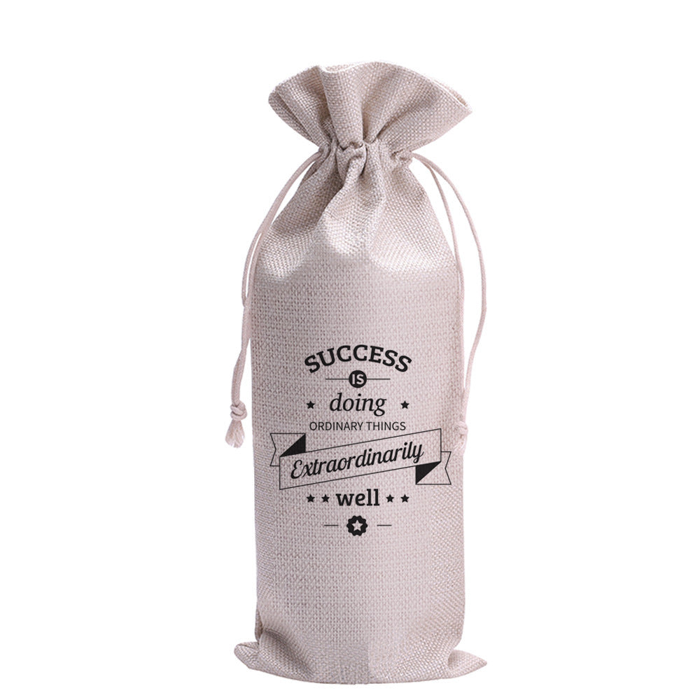 Wine Inspirational Letters Linen Packaging Bag