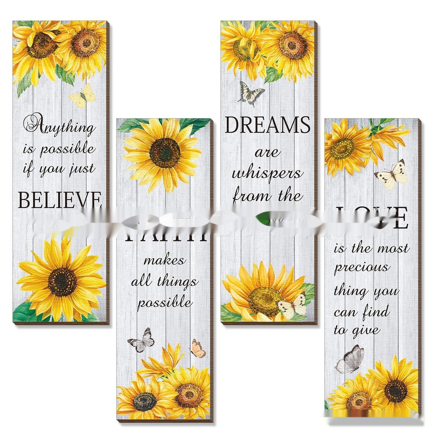 Inspirational Country Farmhouse 4-piece Sunflower Wall Decoration