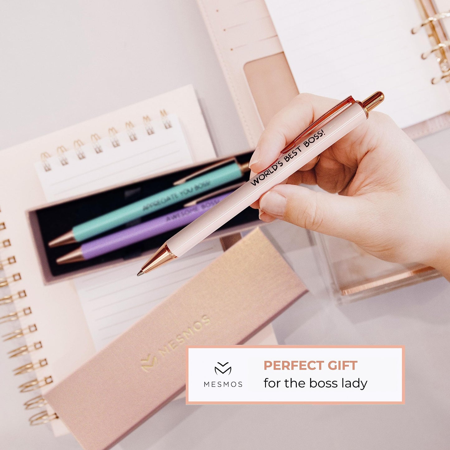 MESMOS Fancy Pen Set - Inspirational Gifts for Women, Office Motivational Writing Pens for Boss Lady, Unique Click Pens for Servers and Promotions