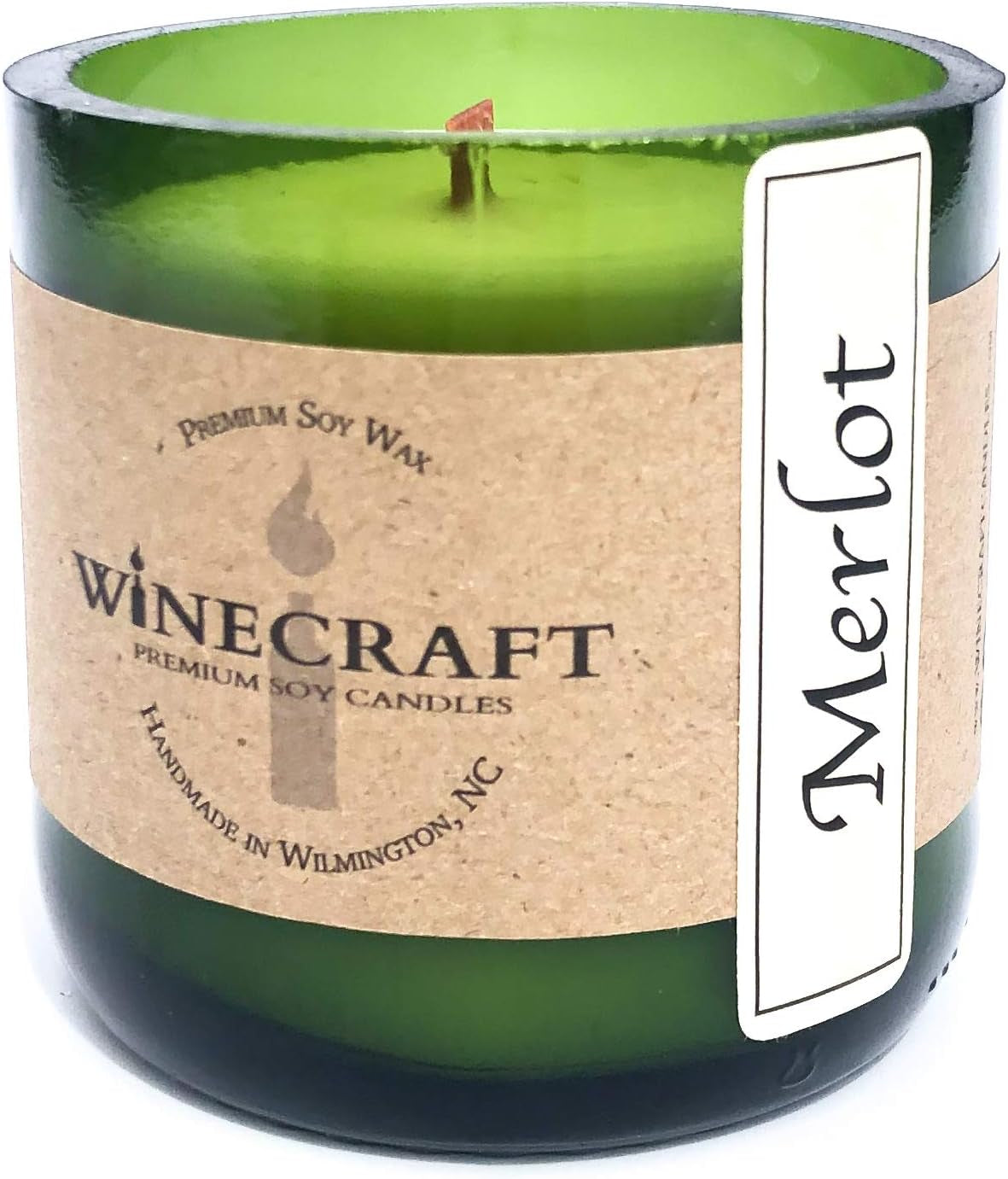 Wooden Wick - Recycled Wine Bottle Candle (8Oz) (Merlot)