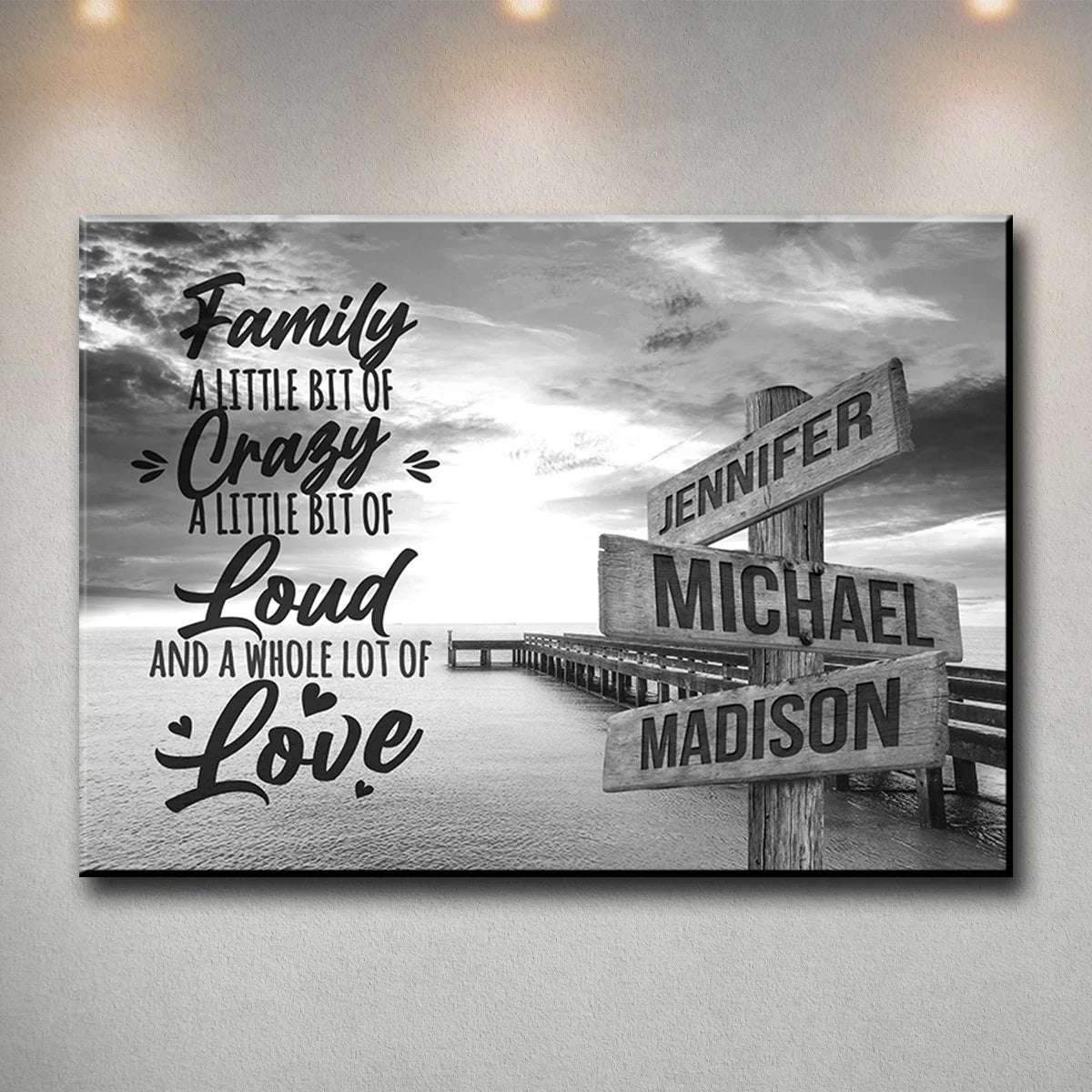 Ocean Dock with Saying 2 Multi-Names Premium Canvas