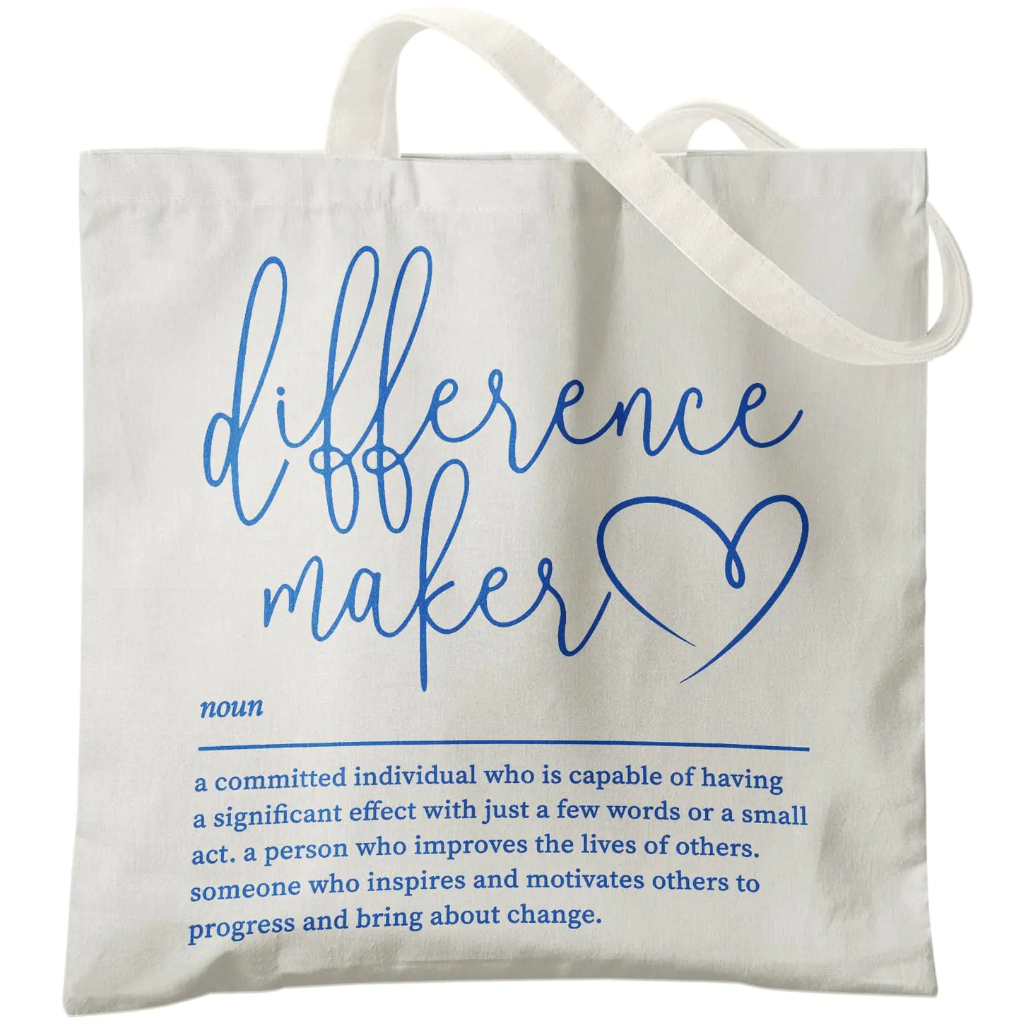 Difference Maker Canvas Tote - Blue Appreciation Gift Bag