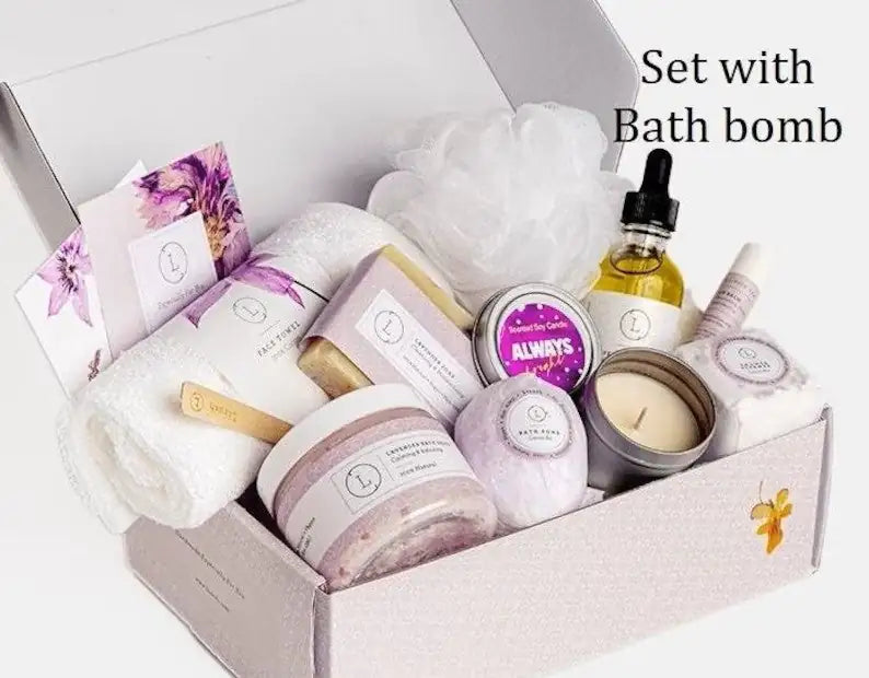 Lizush All Natural Lavender Gift Box with Bath Bomb and Shower Steamer - bath & body products