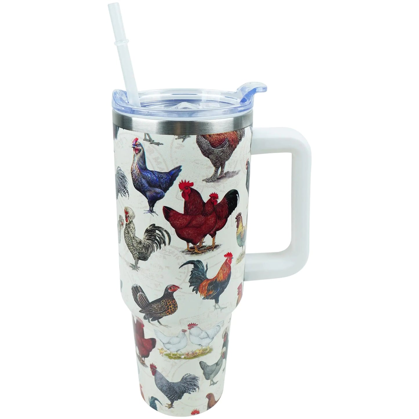 CHICKLID 40oz Insulated Tumbler with Straw - Chicken Design