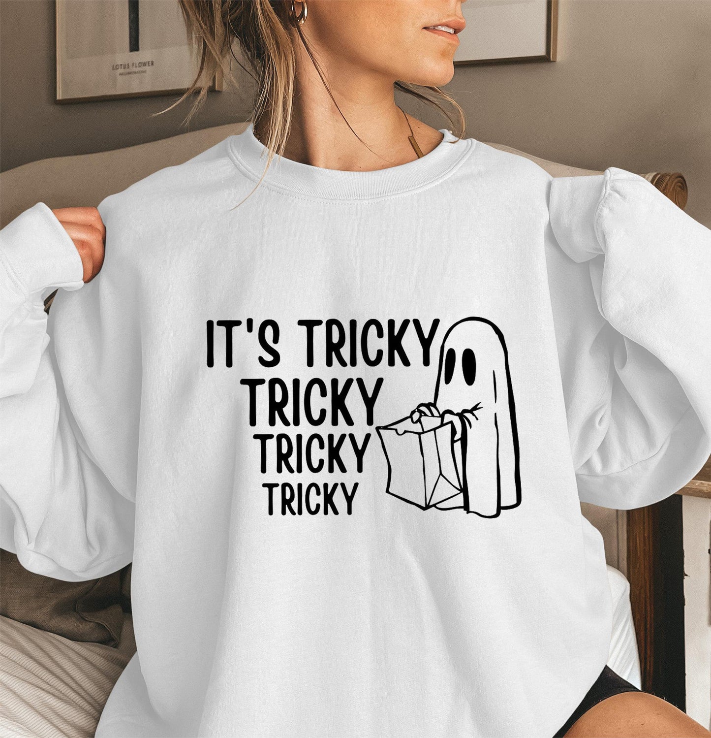 Ebay Foreign Trade New Halloween It's Tricky Tricky Letter Crewneck Women's Sweater Long Sleeve