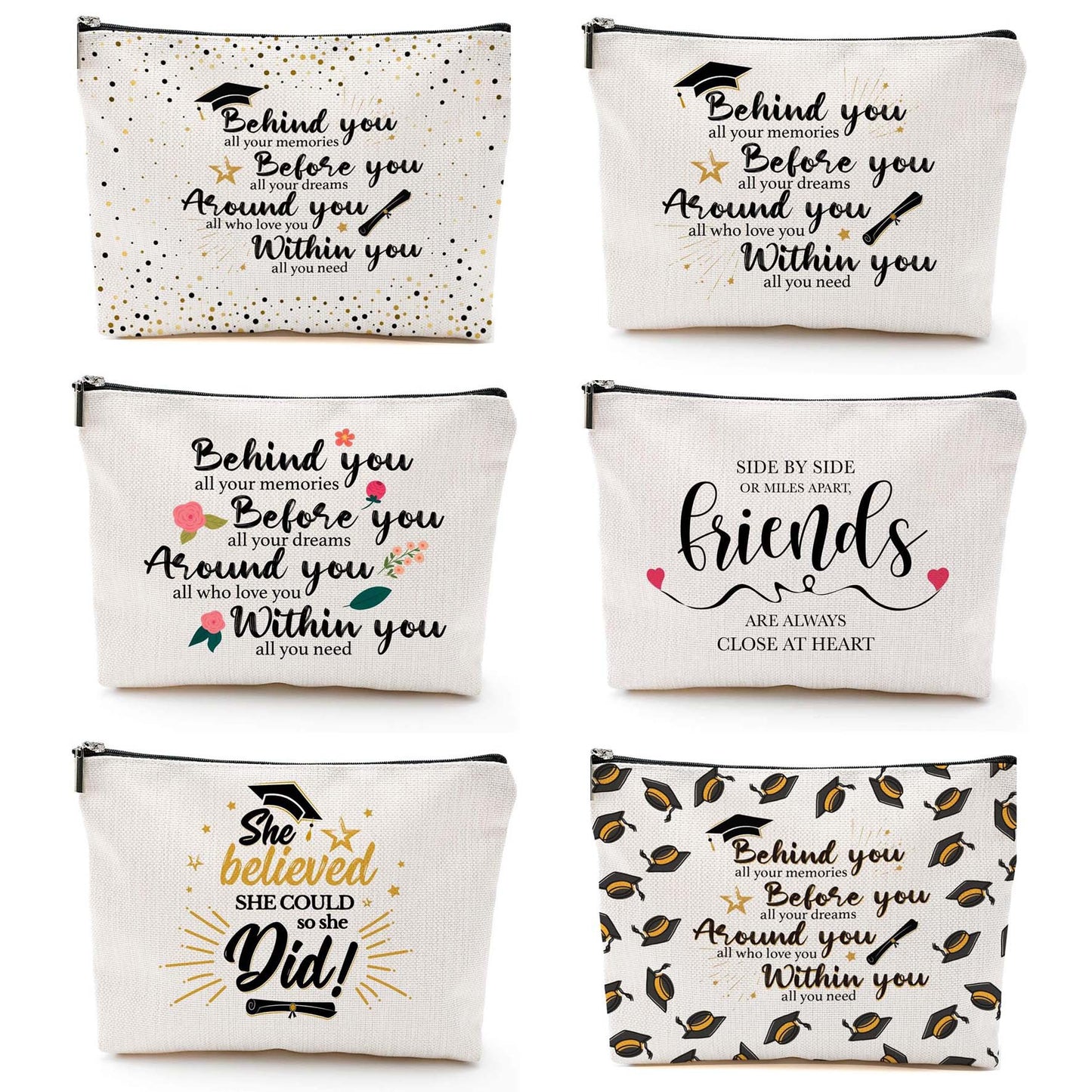 Cross-border Amazon Women's Cosmetic Bag Graduation Gift Graduation Season Cosmetic Bag Storage Bag Linen Waterproof Zipper Bag