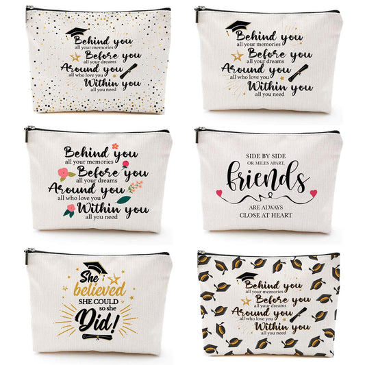 Cross-border Amazon Women's Cosmetic Bag Graduation Gift Graduation Season Cosmetic Bag Storage Bag Linen Waterproof Zipper Bag