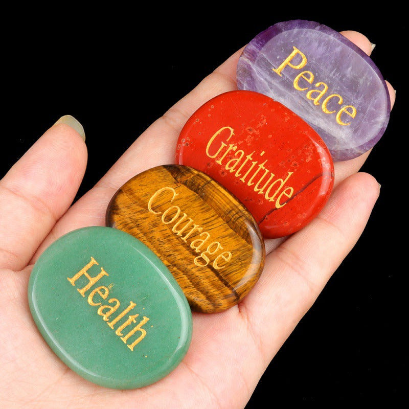 Inspirational Stone Power Stone Natural Crystal Agate Lettering Mixed Color Small Stone Accessories Cross-border Amazon Supply