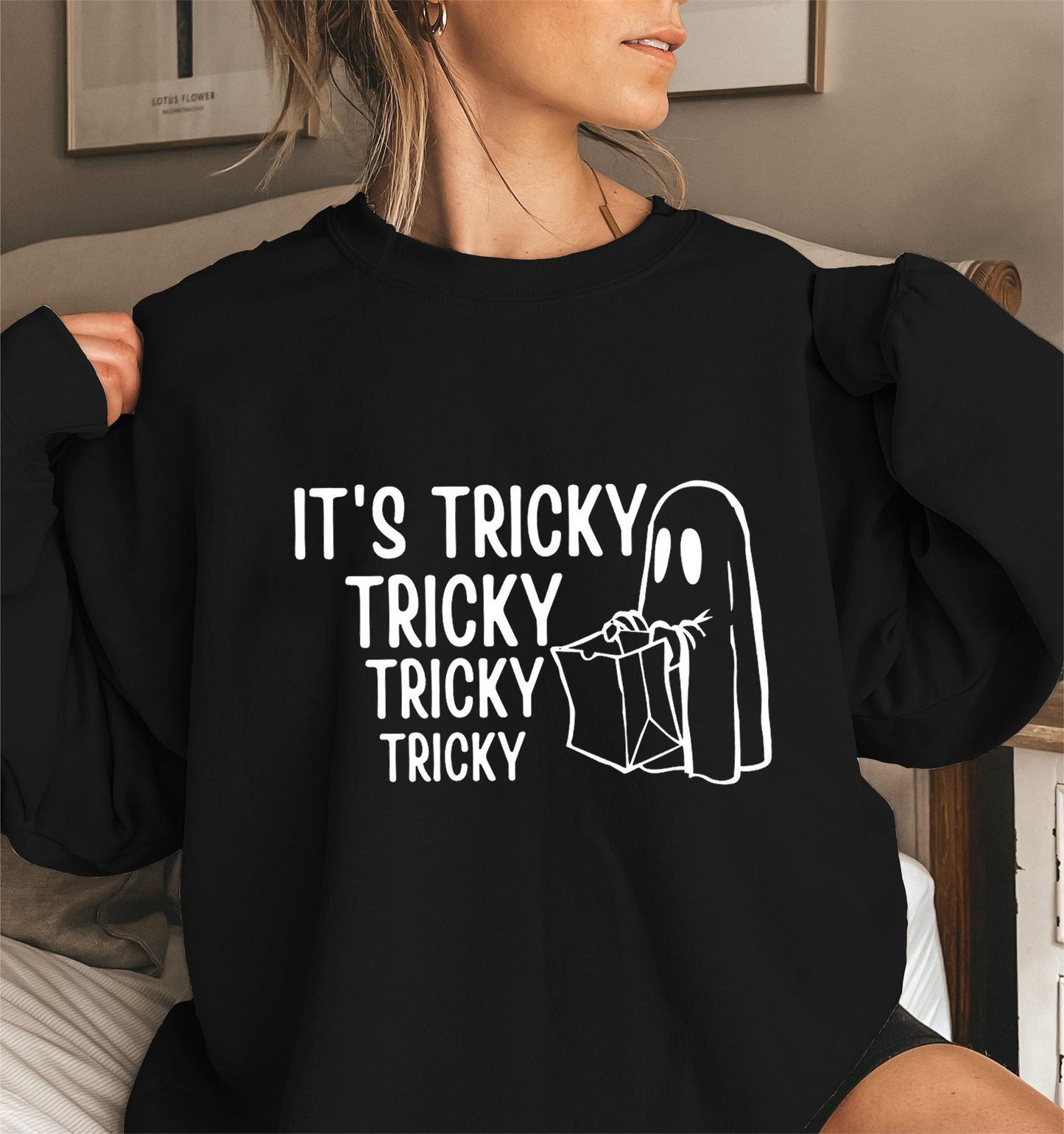 Ebay Foreign Trade New Halloween It's Tricky Tricky Letter Crewneck Women's Sweater Long Sleeve