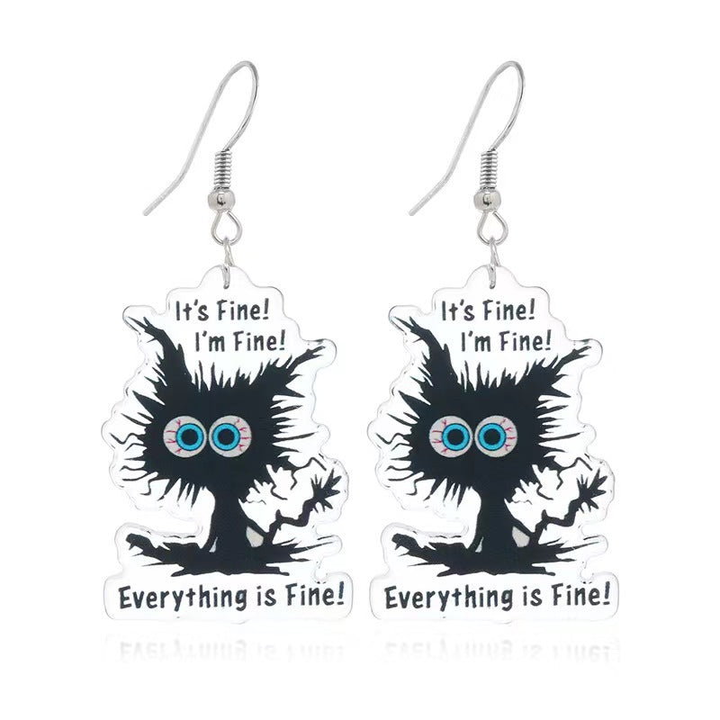 Cross-border Creativity Can Say Your Thoughts Even If The Voice Is Trembling. Acrylic Black Cat Earrings And Earrings Creative Gift