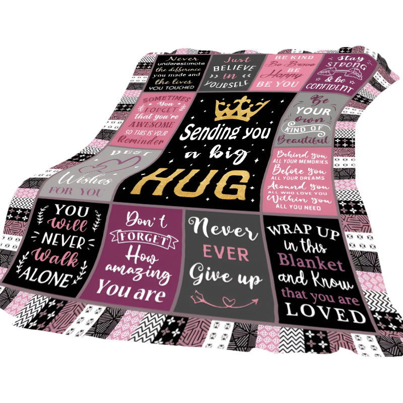 Foreign Trade Amazon Cross-border Digital Printing Flannel Blanket To Set English Alphabet Blanket Double-sided Fleece Blanket