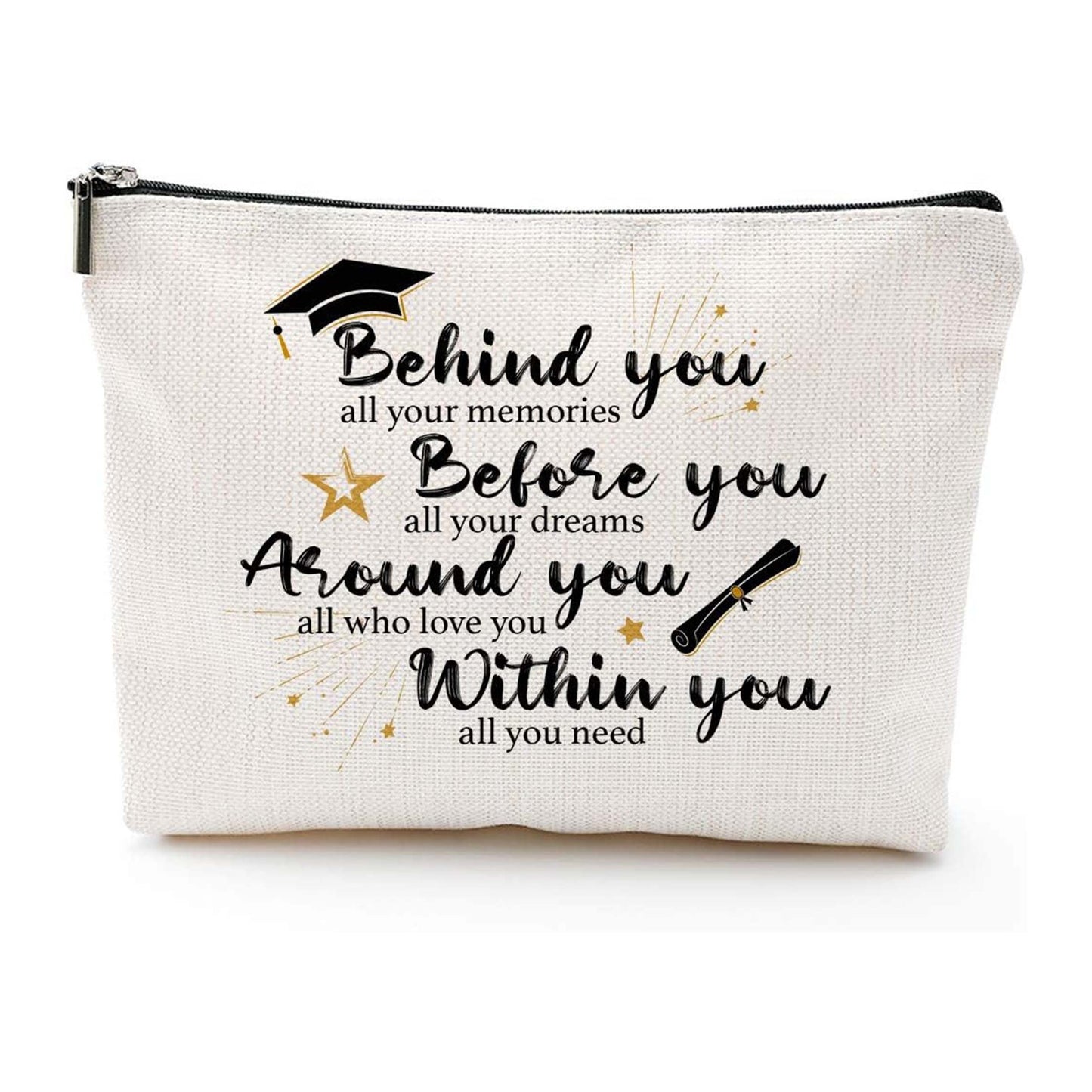 Cross-border Amazon Women's Cosmetic Bag Graduation Gift Graduation Season Cosmetic Bag Storage Bag Linen Waterproof Zipper Bag