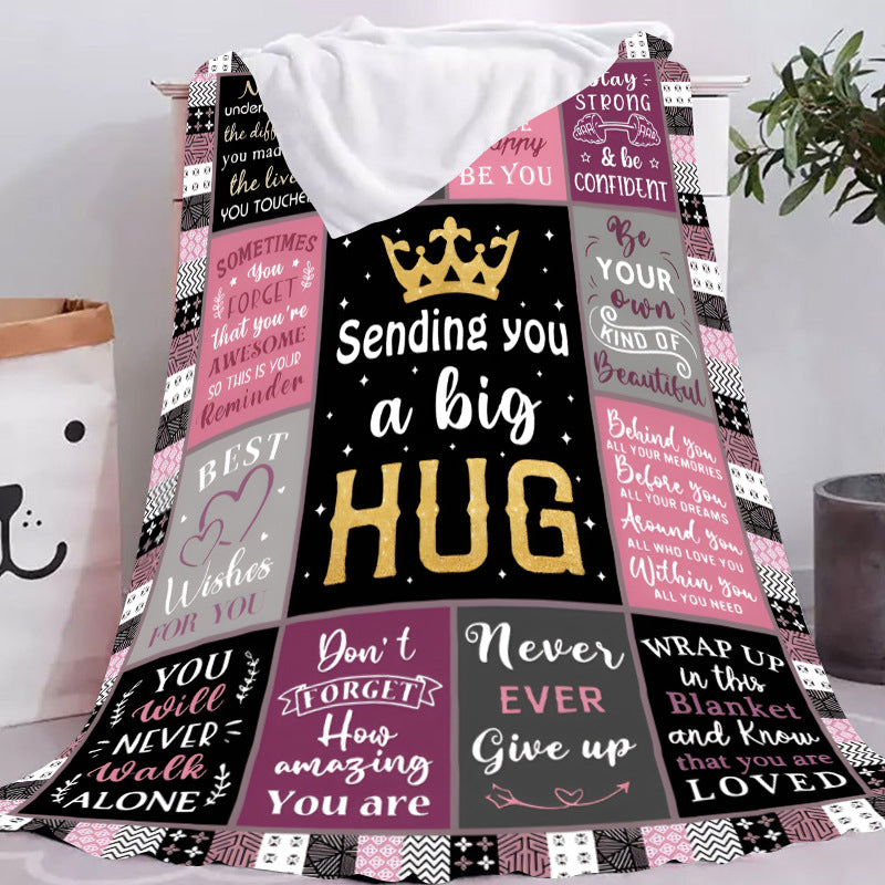 Foreign Trade Amazon Cross-border Digital Printing Flannel Blanket To Set English Alphabet Blanket Double-sided Fleece Blanket