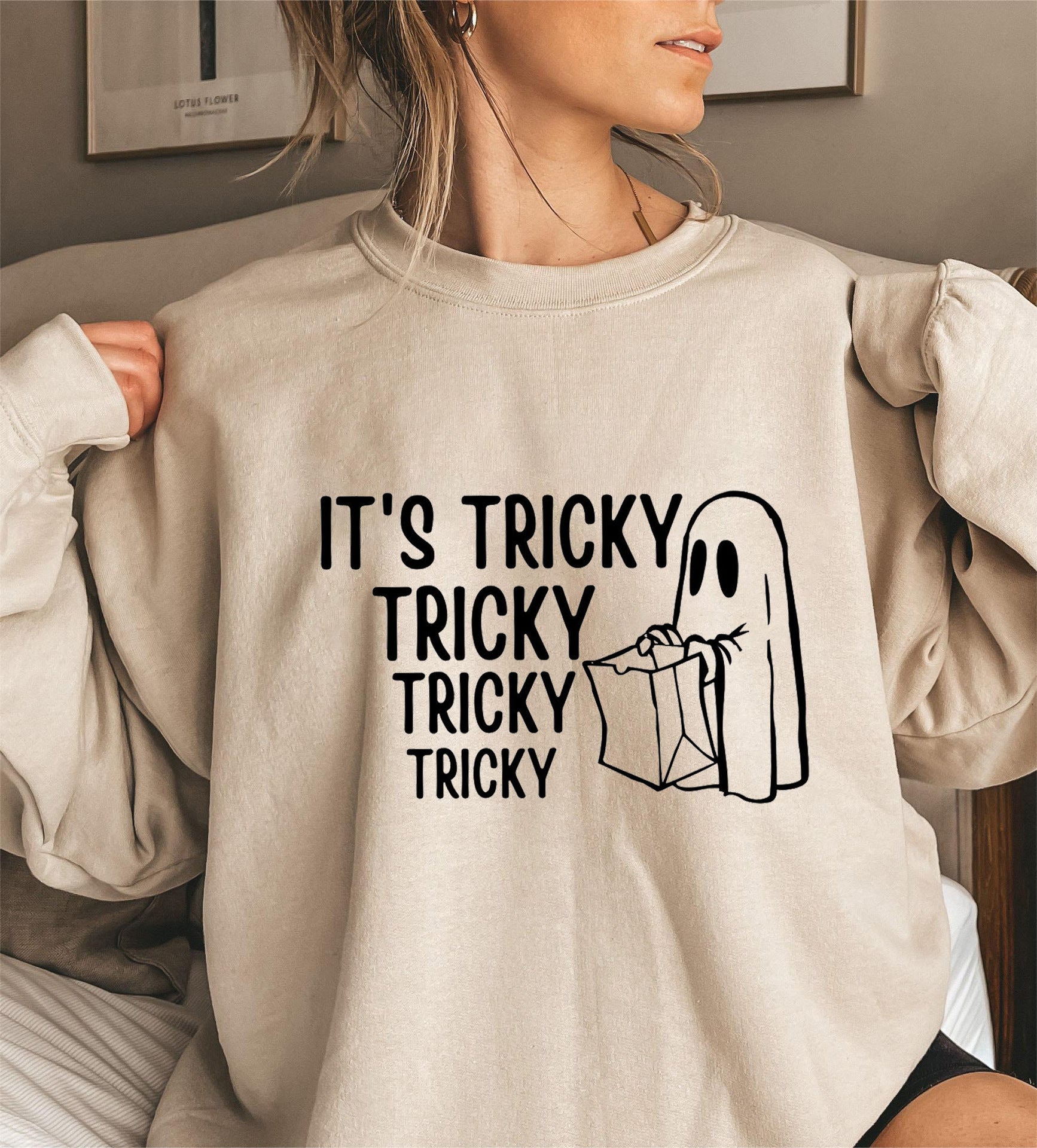 Ebay Foreign Trade New Halloween It's Tricky Tricky Letter Crewneck Women's Sweater Long Sleeve