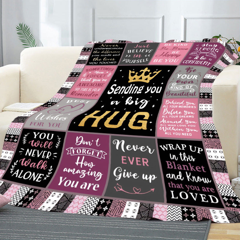 Foreign Trade Amazon Cross-border Digital Printing Flannel Blanket To Set English Alphabet Blanket Double-sided Fleece Blanket