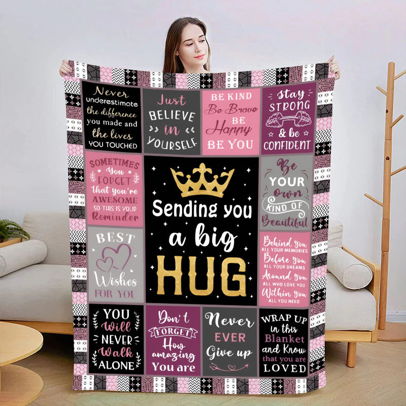 Foreign Trade Amazon Cross-border Digital Printing Flannel Blanket To Set English Alphabet Blanket Double-sided Fleece Blanket