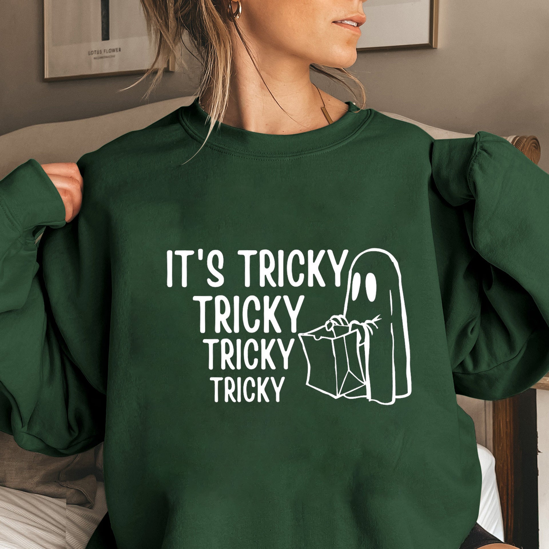 Ebay Foreign Trade New Halloween It's Tricky Tricky Letter Crewneck Women's Sweater Long Sleeve