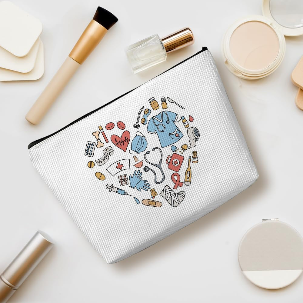 Inspirational Nurse Makeup Bag Nurse Gifts Nurses Week Gifts Nurse Accessories for Work Nursing Nurse Appreciation Birthday Graduation Gifts Cute Cosmetic Bag Make up Bag for Women Nurse Doctor