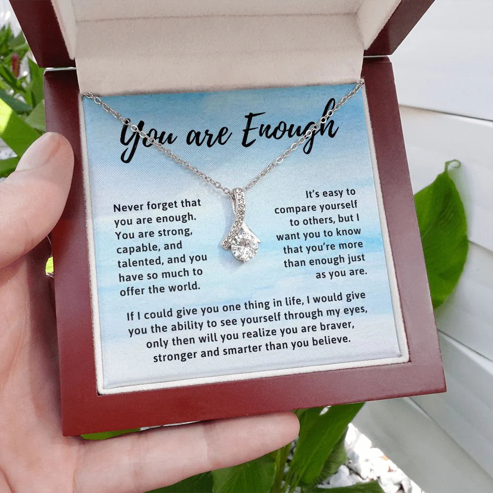 You Are Enough Motivational Affirmation Encouragement Gift for Friend Pendant Necklace