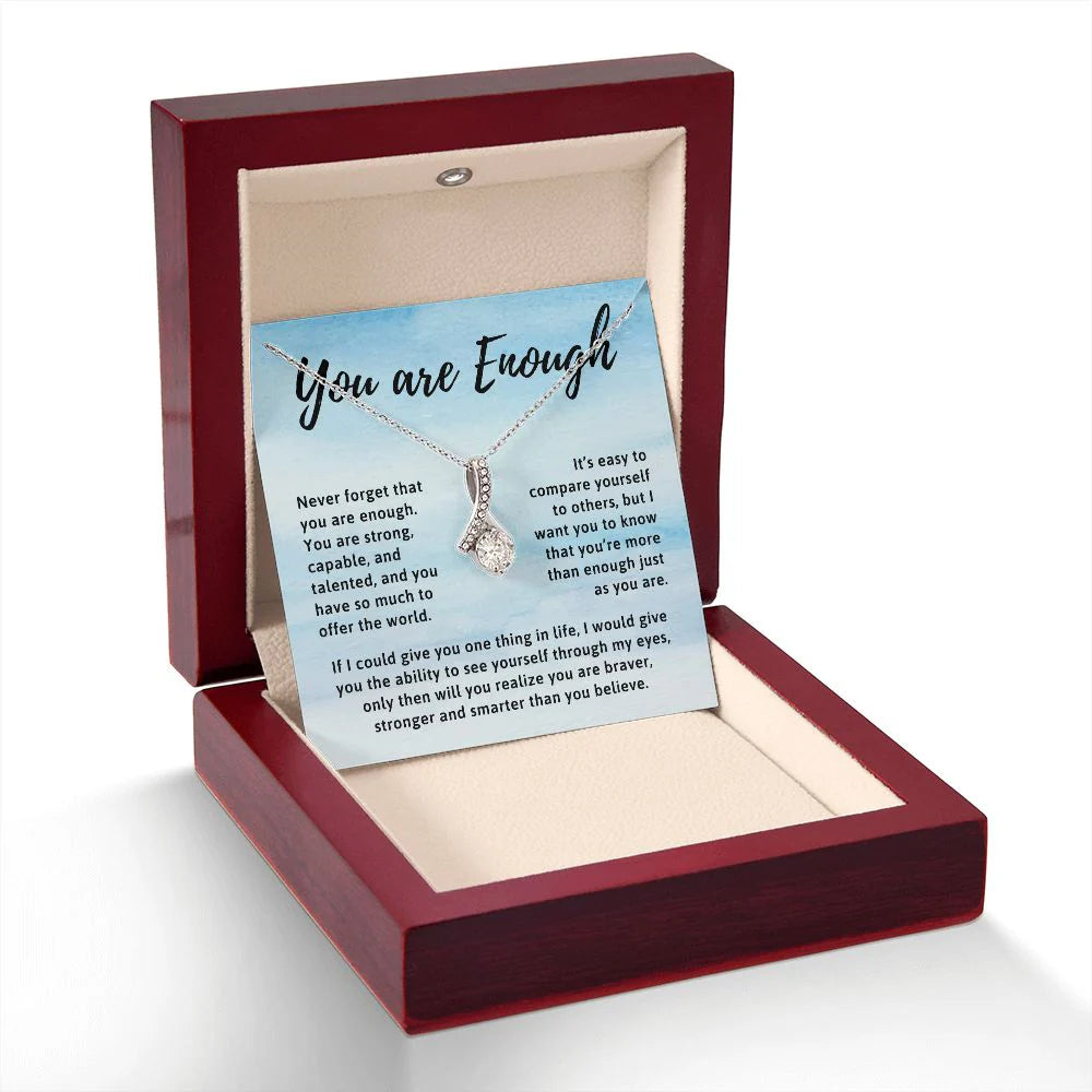 You Are Enough Motivational Affirmation Encouragement Gift for Friend Pendant Necklace