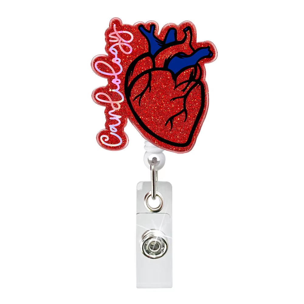 New Arrival Nurse Badge Reels Retractable Badge Holders with Alligator Clip Organ Heart Id Badge Clip for Doctor Nursing Student