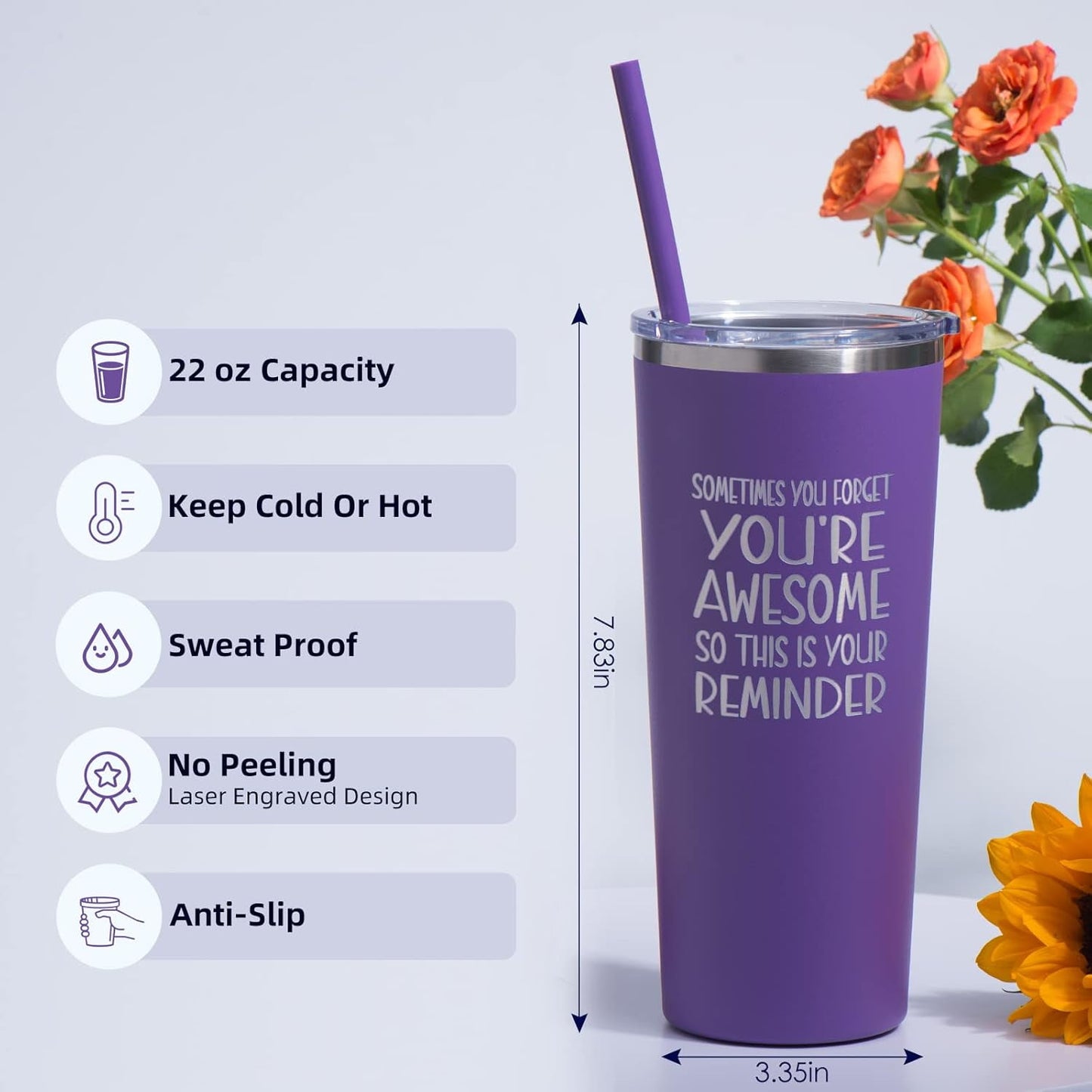 Birthday Gifts for Women, Women Gifts for Her, Friendship Gifts, Inspirational Gifts, Thank You Gifts, You Are Awesome Gifts Birthday Gifts for Girls, Friends, Sister, Mom - 22oz Tumbler