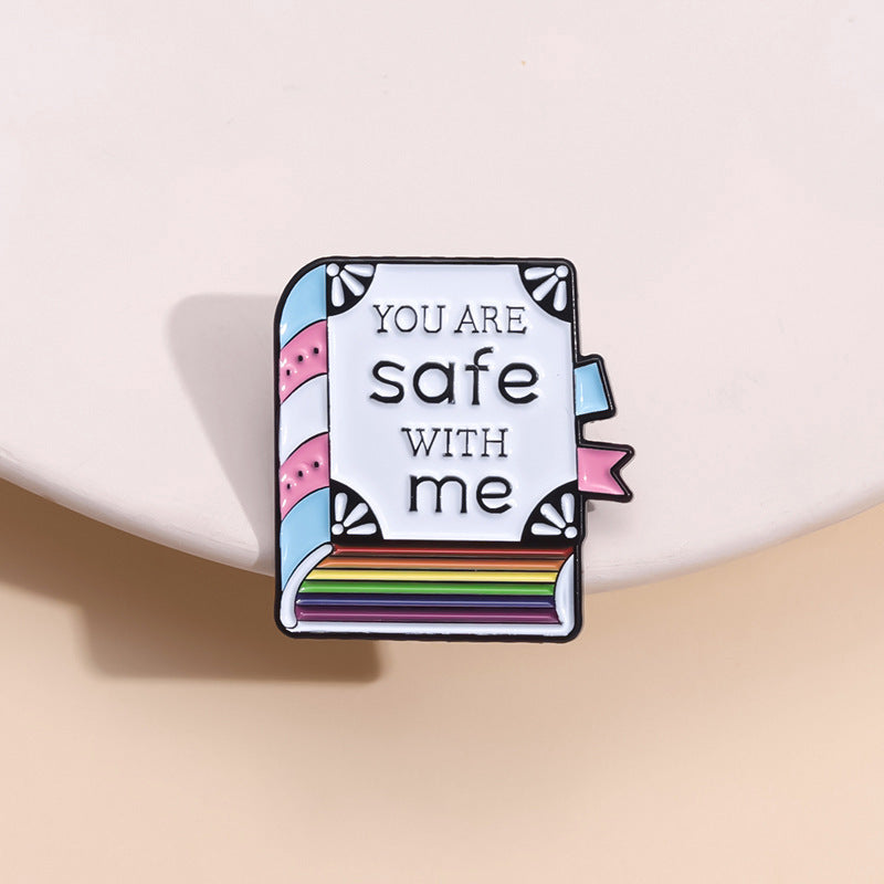 Inspirational English Book Safety Brooch