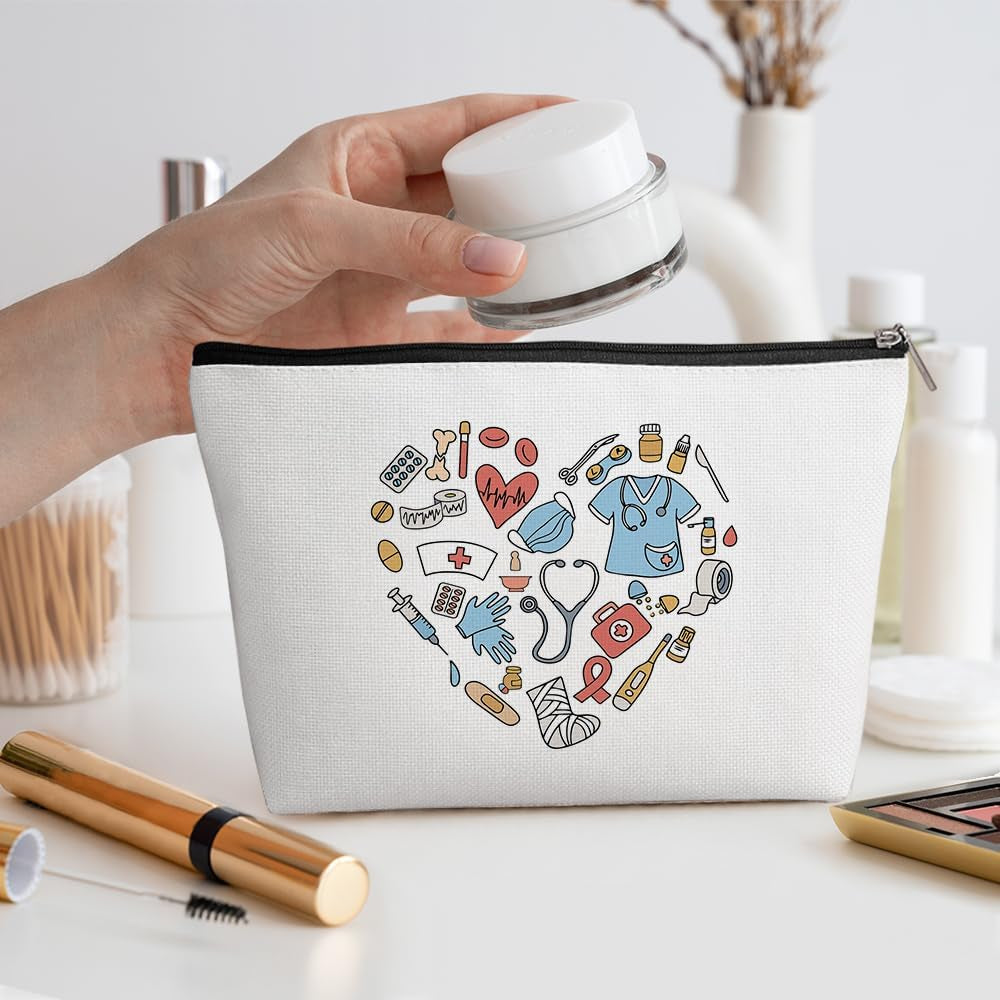 Inspirational Nurse Makeup Bag Nurse Gifts Nurses Week Gifts Nurse Accessories for Work Nursing Nurse Appreciation Birthday Graduation Gifts Cute Cosmetic Bag Make up Bag for Women Nurse Doctor