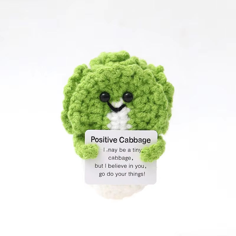 New Positive Energy Cucumber Potatoes Dolls with Card Home Decoration Handmade Knitted Bee Doll Christmas Gift Desktop Decor