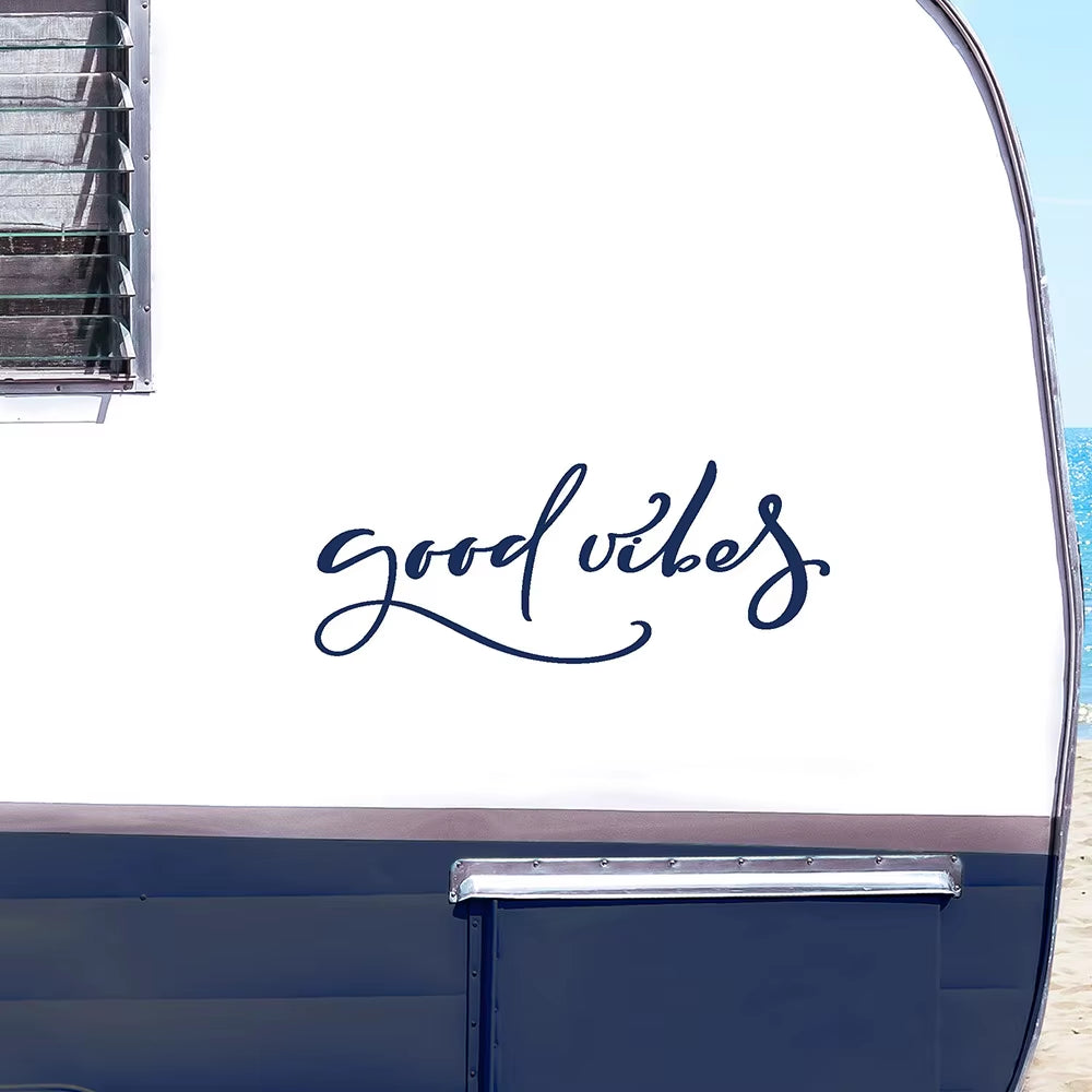 Good Vibes Car Styling Camper Van Caravan Stickers Rv Trailer Positive Decals Accessories Waterproof Parts