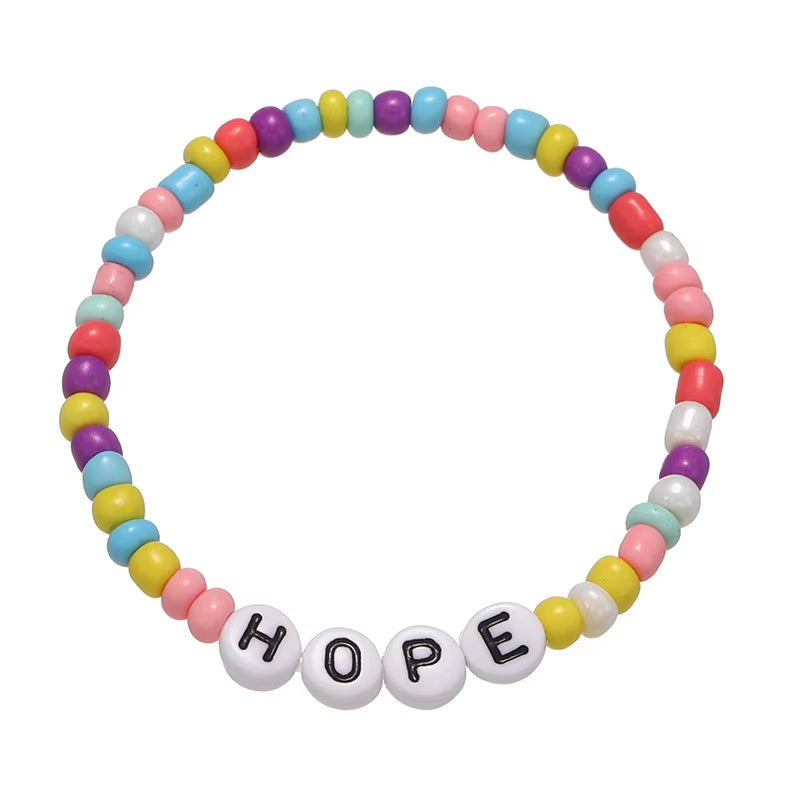 2023 New Cute Children Letter Beaded Bracelet Colorful Letters Positive Energy English Words Candy Color Charm Bracelet DIY Gift