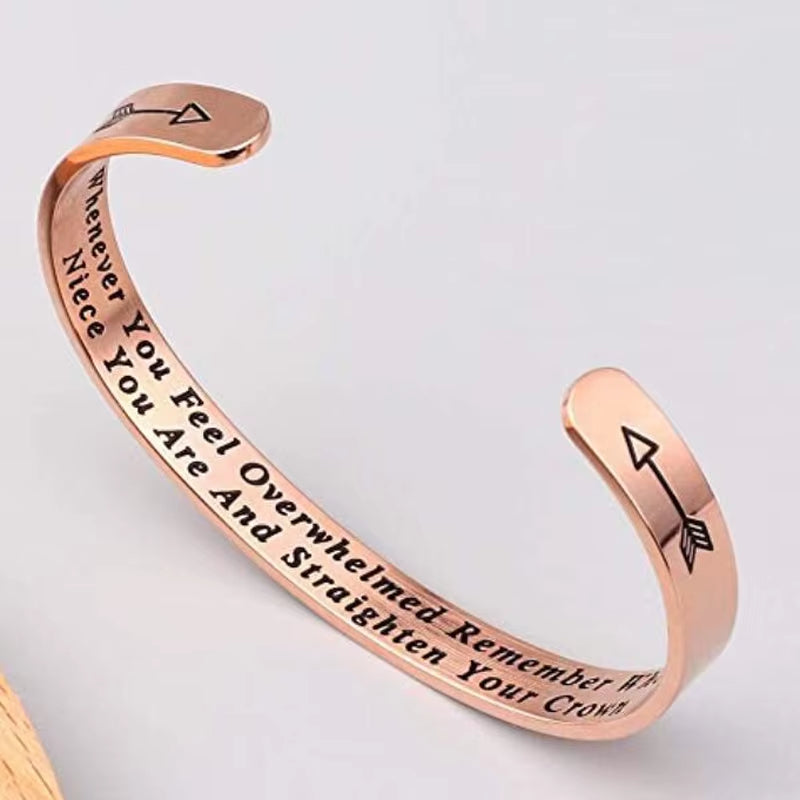 Whenever You Feel Overwhelmed Remember Whose Straighten Your Crown Bracelet, Engraved Inspirational Bangle Gift for Mom Daughter