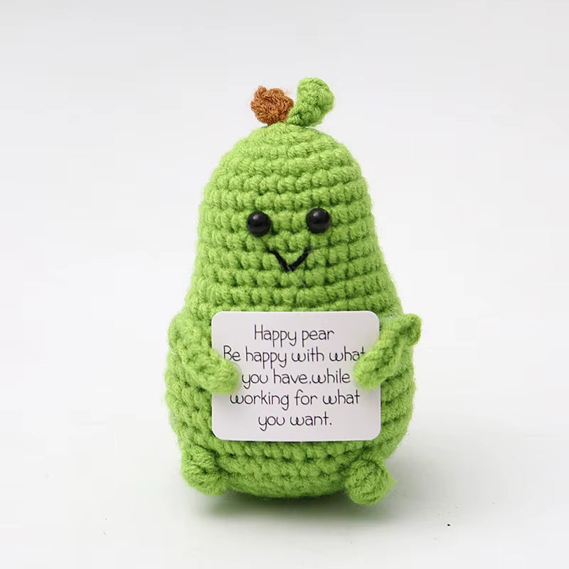 New Positive Energy Cucumber Potatoes Dolls with Card Home Decoration Handmade Knitted Bee Doll Christmas Gift Desktop Decor