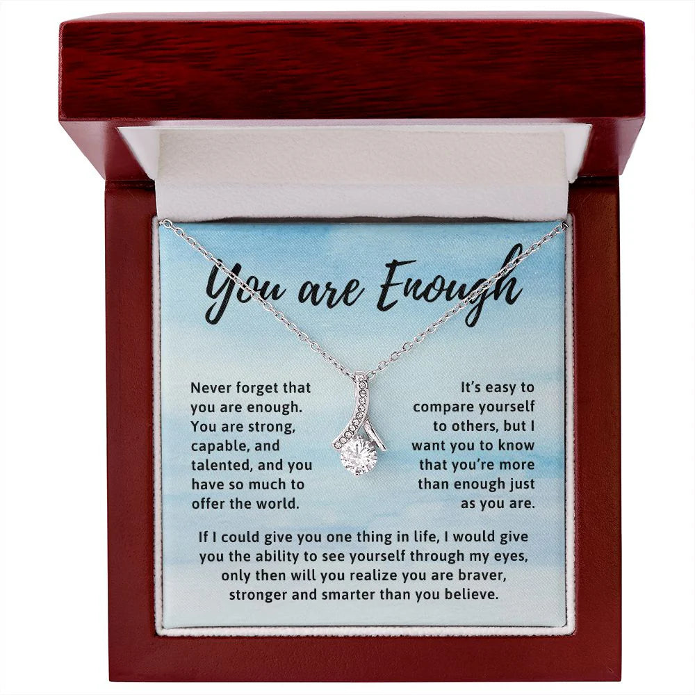 You Are Enough Motivational Affirmation Encouragement Gift for Friend Pendant Necklace