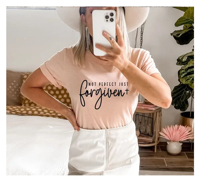 Not Perfect Just Forgiven T-Shirt, Bible Scripture Shirt, Jesus Cross Shirt, Retro Religious Shirt, Christian Faith Shirt, Inspirational Shirt