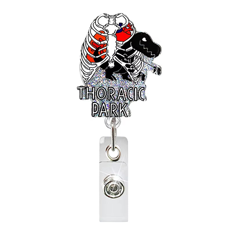 Glitter Acrylic Cute Animals Badge Reel Retractable ID Badge Holder with 360 Rotating Alligator Clip Nurse Name Holder