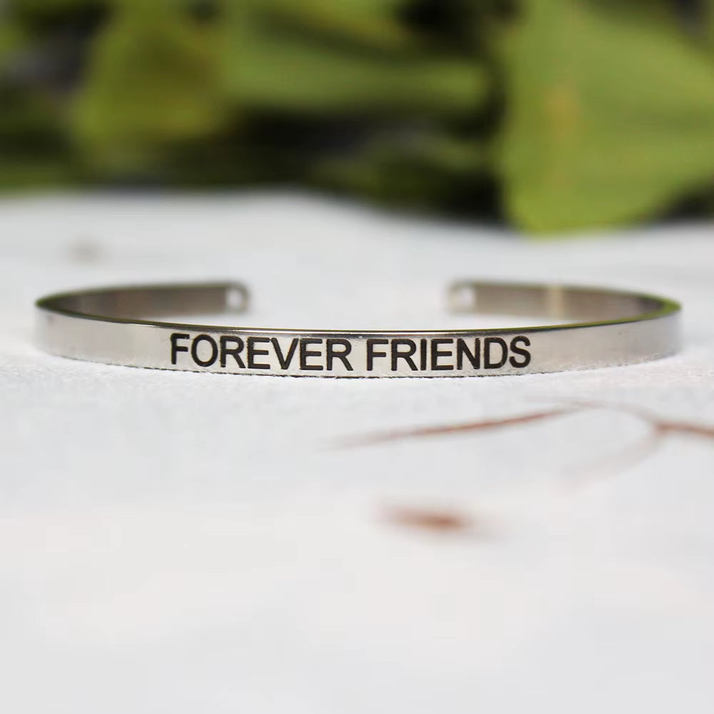 Stainless Steel Bangle Engraved Positive Inspirational Quote Mantra Cuff Titanium Steel Bracelets for Women Men 4Mm Jewelry Gift