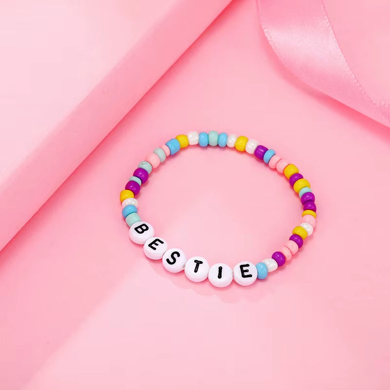 2023 New Cute Children Letter Beaded Bracelet Colorful Letters Positive Energy English Words Candy Color Charm Bracelet DIY Gift