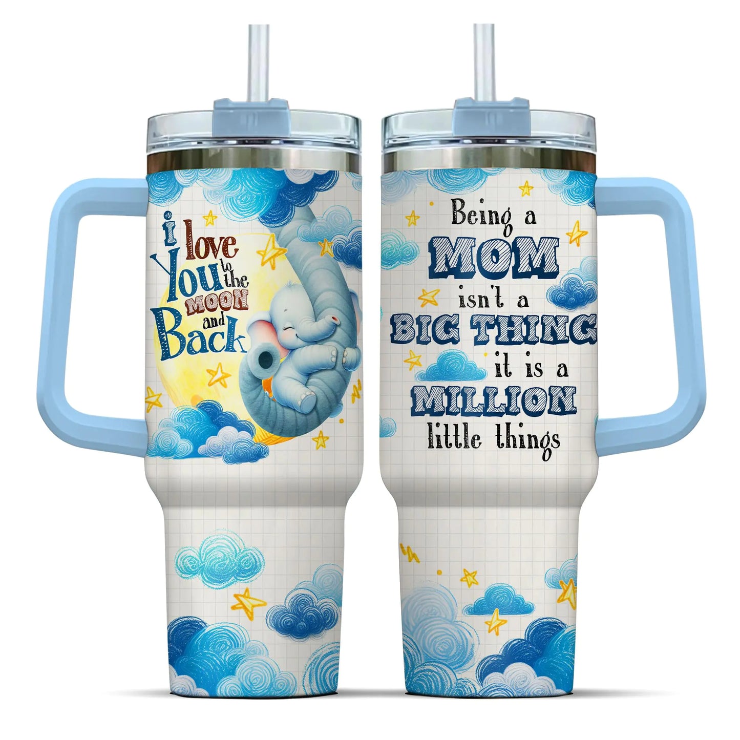 Elephant Mom 40oz Coffee Tumbler with Straw