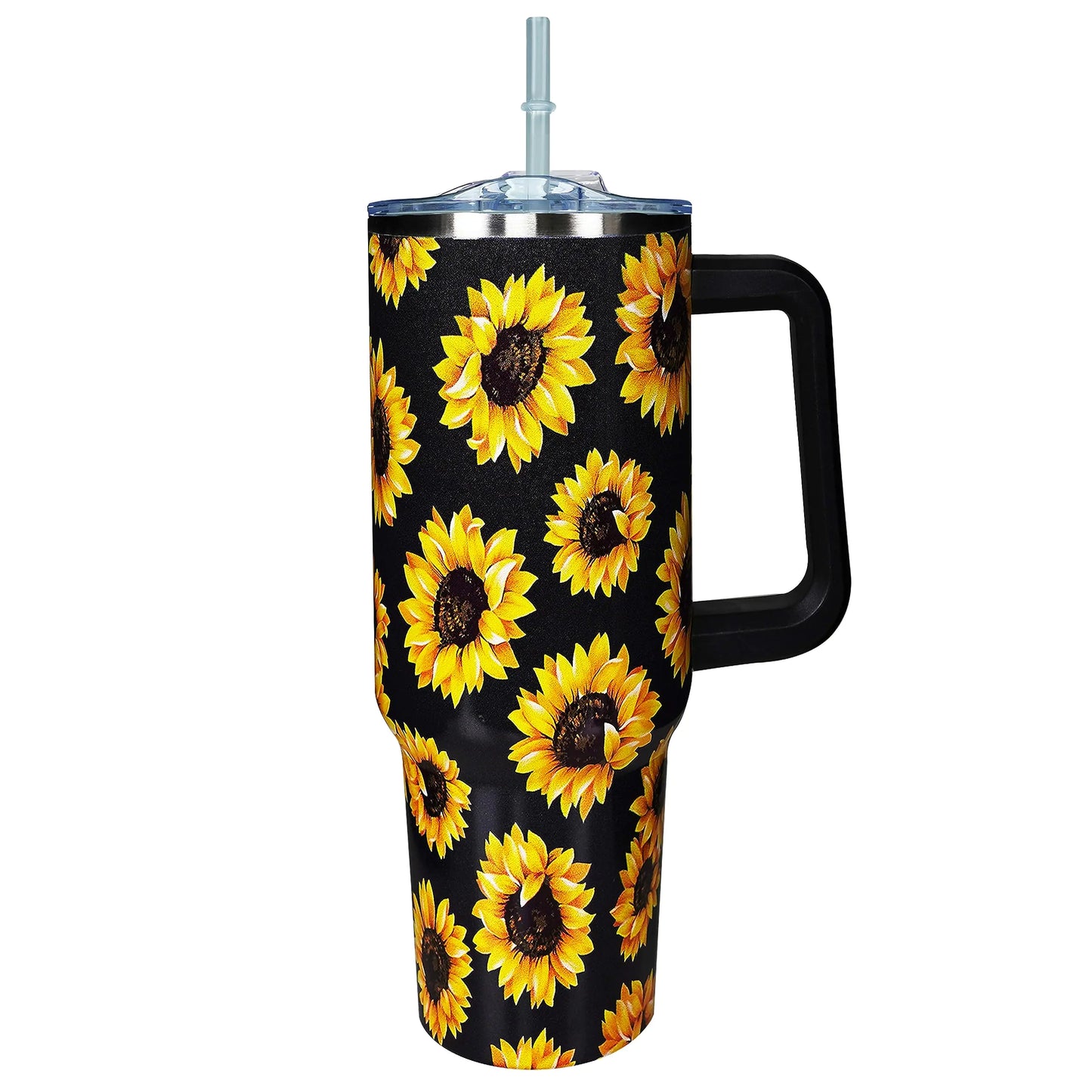 40oz Insulated Sunflower Travel Mug with Straw